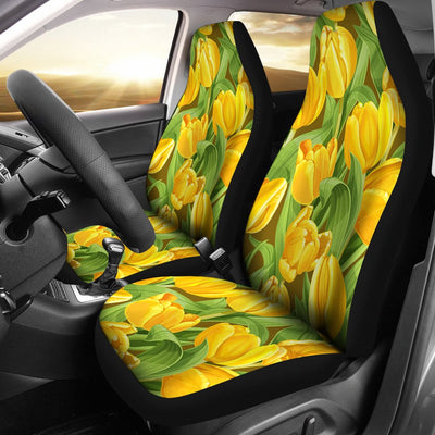 Tulip Yellow Pattern Print Design TP010 Universal Fit Car Seat Covers-JorJune