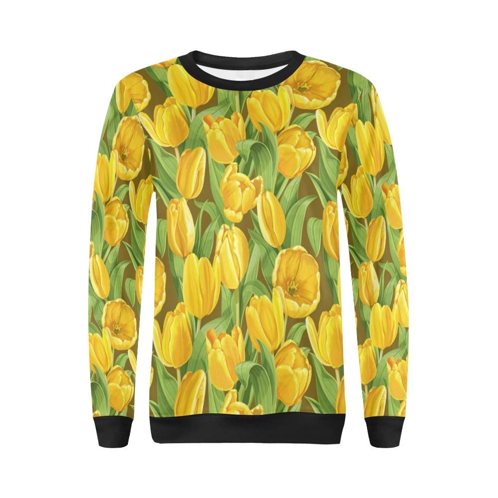 Tulip Yellow Pattern Print Design TP010 Women Long Sleeve Sweatshirt-JorJune