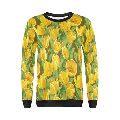 Tulip Yellow Pattern Print Design TP010 Women Long Sleeve Sweatshirt-JorJune
