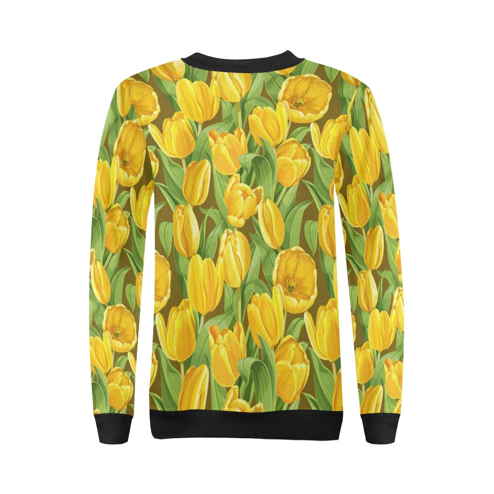 Tulip Yellow Pattern Print Design TP010 Women Long Sleeve Sweatshirt-JorJune