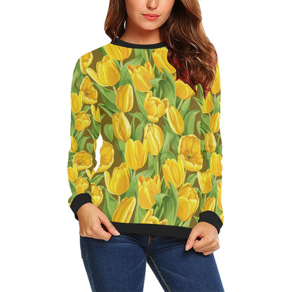 Tulip Yellow Pattern Print Design TP010 Women Long Sleeve Sweatshirt-JorJune