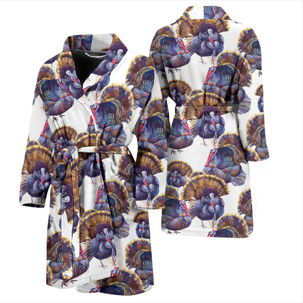 Turkey Pattern Print Design 01 Men Bathrobe-JORJUNE.COM