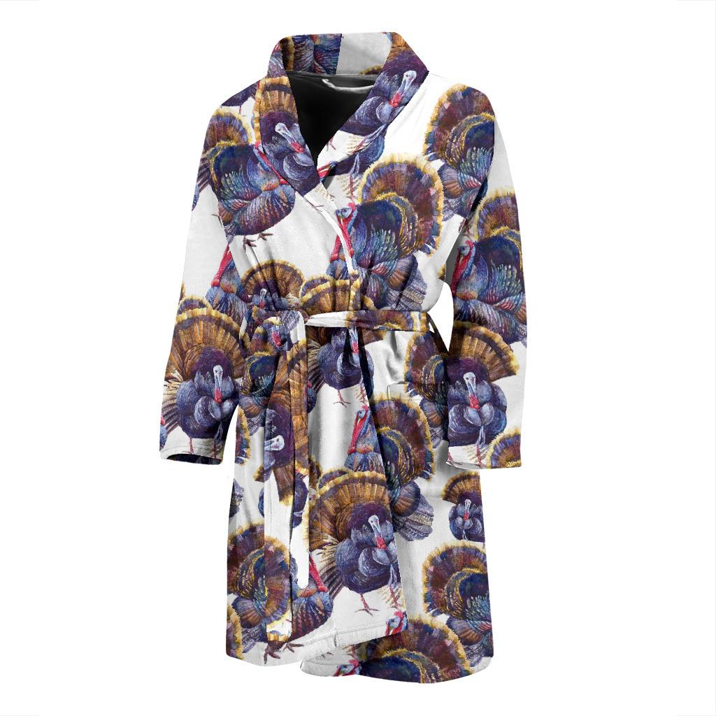 Turkey Pattern Print Design 01 Men Bathrobe-JORJUNE.COM