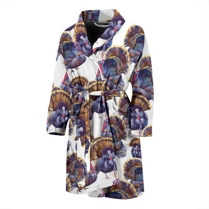 Turkey Pattern Print Design 01 Men Bathrobe-JORJUNE.COM