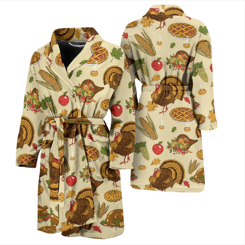 Turkey Pattern Print Design 02 Men Bathrobe-JORJUNE.COM