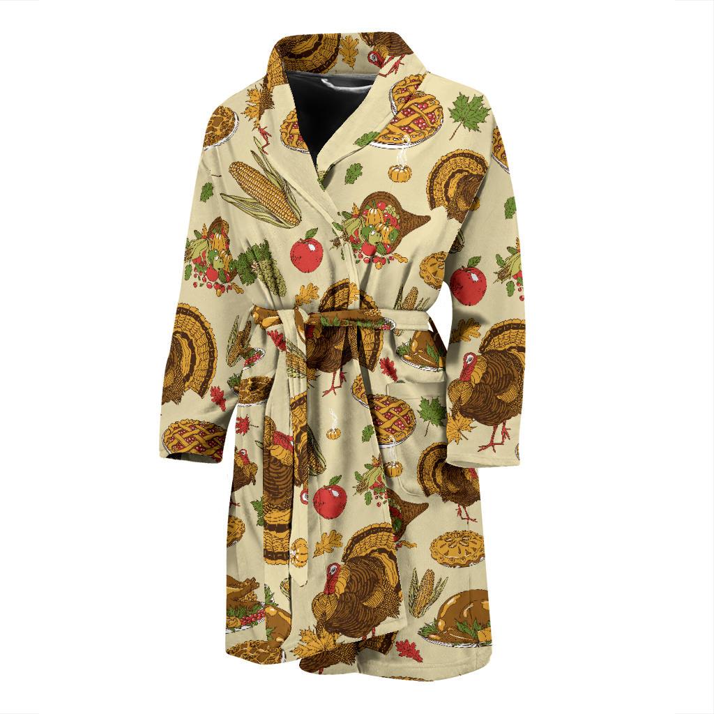 Turkey Pattern Print Design 02 Men Bathrobe-JORJUNE.COM