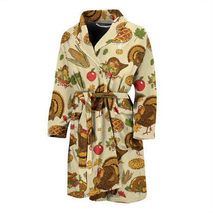 Turkey Pattern Print Design 02 Men Bathrobe-JORJUNE.COM