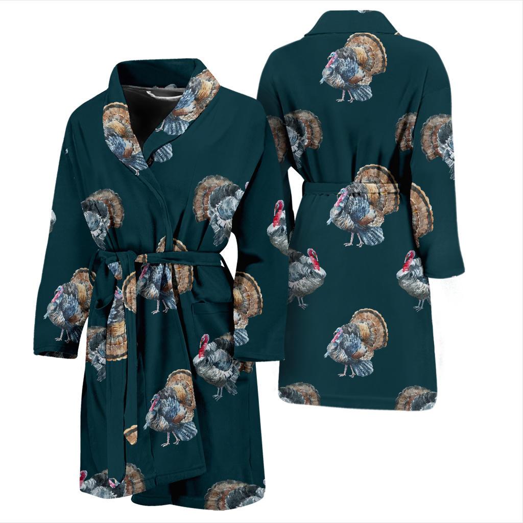 Turkey Pattern Print Design 03 Men Bathrobe-JORJUNE.COM
