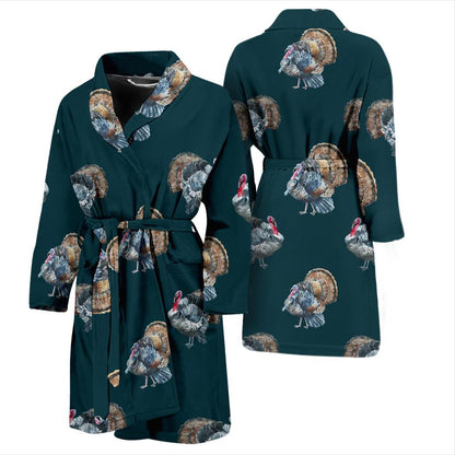 Turkey Pattern Print Design 03 Men Bathrobe-JORJUNE.COM