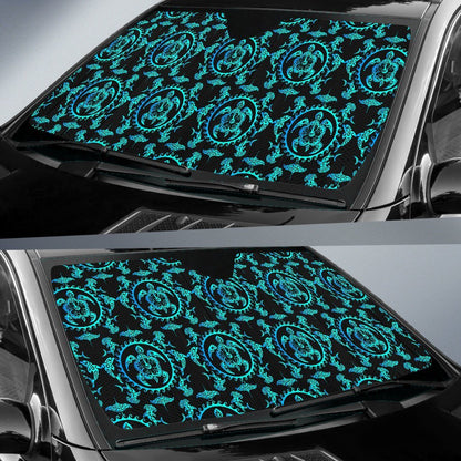 Turquoise Tribal Sea Turtle Hawaiian Car Sun Shade-JorJune
