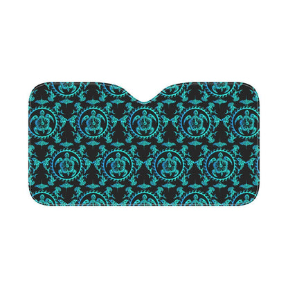 turquoise Tribal Sea Turtle Hawaiian Car Sun Shade-JorJune