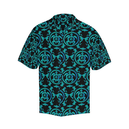 turquoise Tribal Sea Turtle Hawaiian Men Hawaiian Shirt-JorJune