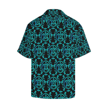 turquoise Tribal Sea Turtle Hawaiian Men Hawaiian Shirt-JorJune
