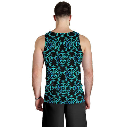 turquoise Tribal Sea Turtle Hawaiian Men Tank Top
