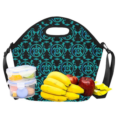 turquoise Tribal Sea Turtle Hawaiian Neoprene Lunch Bag-JorJune