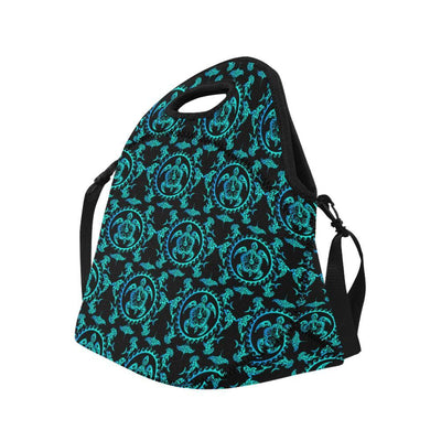 turquoise Tribal Sea Turtle Hawaiian Neoprene Lunch Bag-JorJune