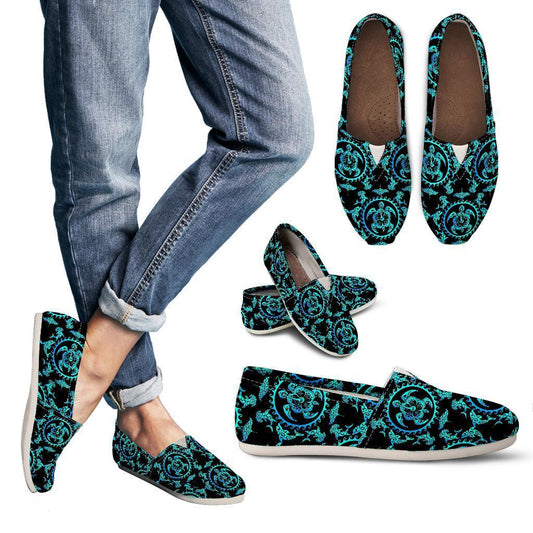 turquoise Tribal Sea Turtle Hawaiian Women Casual Shoes-JorJune.com