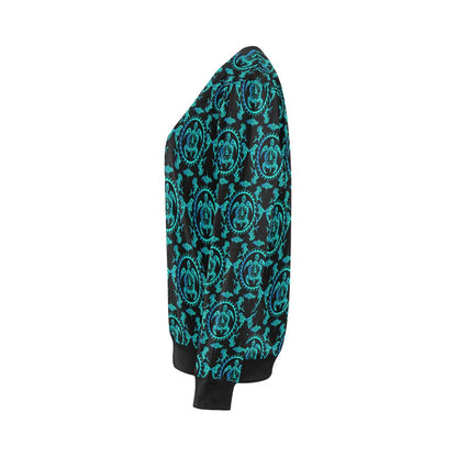 turquoise Tribal Sea Turtle Hawaiian Women Long Sleeve Sweatshirt-JorJune