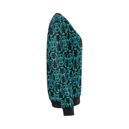 turquoise Tribal Sea Turtle Hawaiian Women Long Sleeve Sweatshirt-JorJune