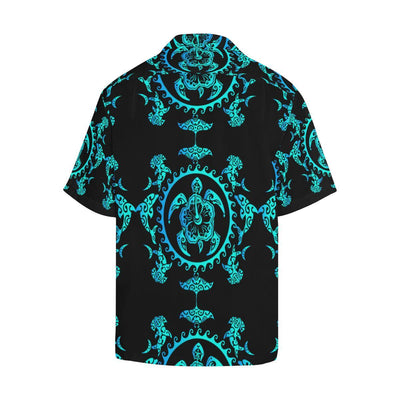 turquoise Tribal Sea Turtle Hawaiian Men's All Over Print V-Neck Shirt (Model T58)