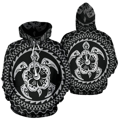 Turtle Hibiscus Tribal Polynesian Style All Over Print Hoodie
