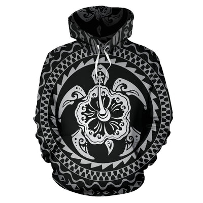 Turtle Hibiscus Tribal Polynesian Style All Over Print Hoodie