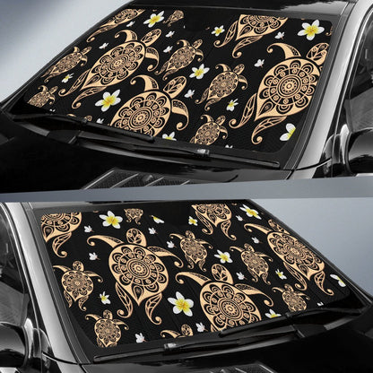 Turtle Polynesian Tribal Hawaiian Car Sun Shade-JorJune