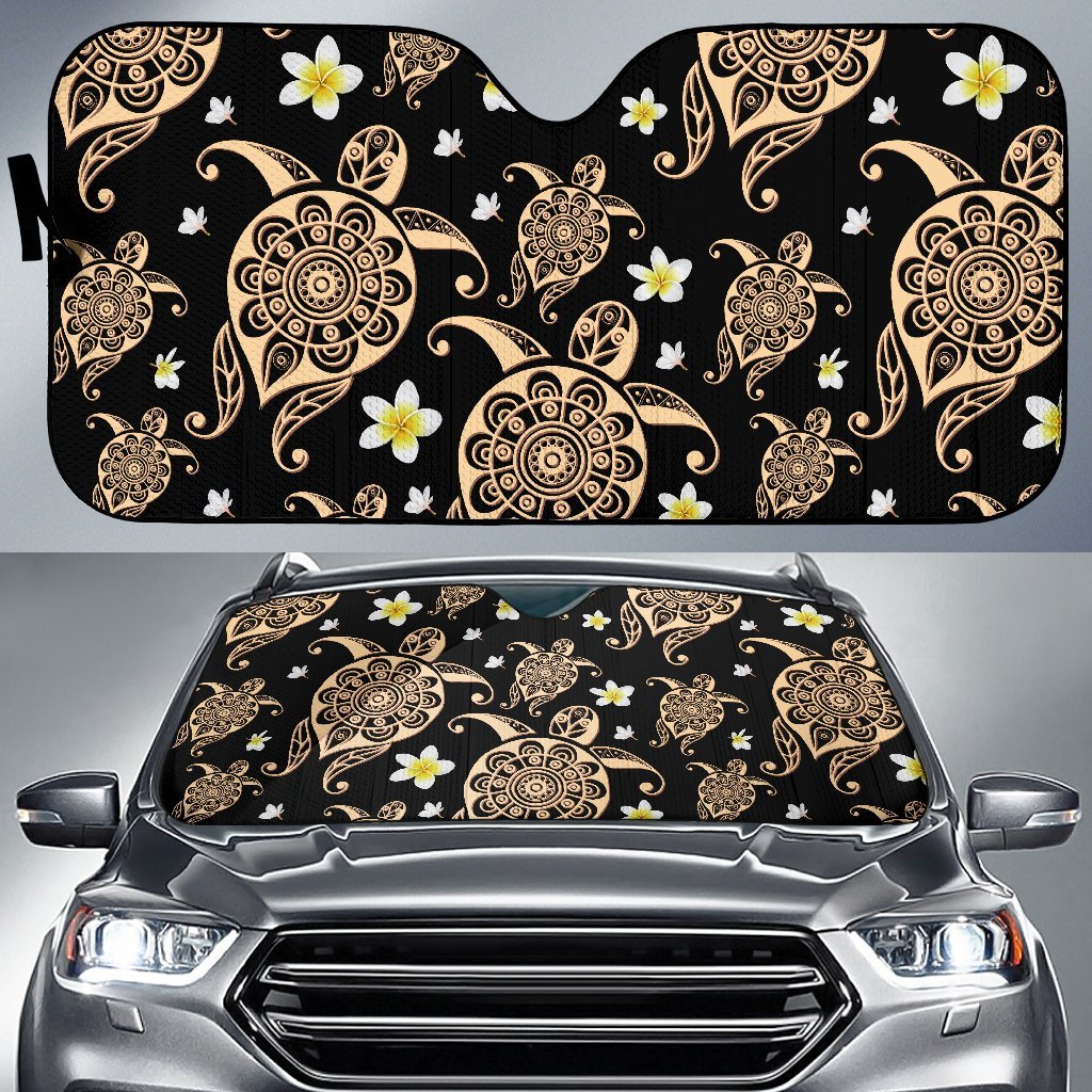 Turtle Polynesian Tribal Hawaiian Car Sun Shade-JorJune