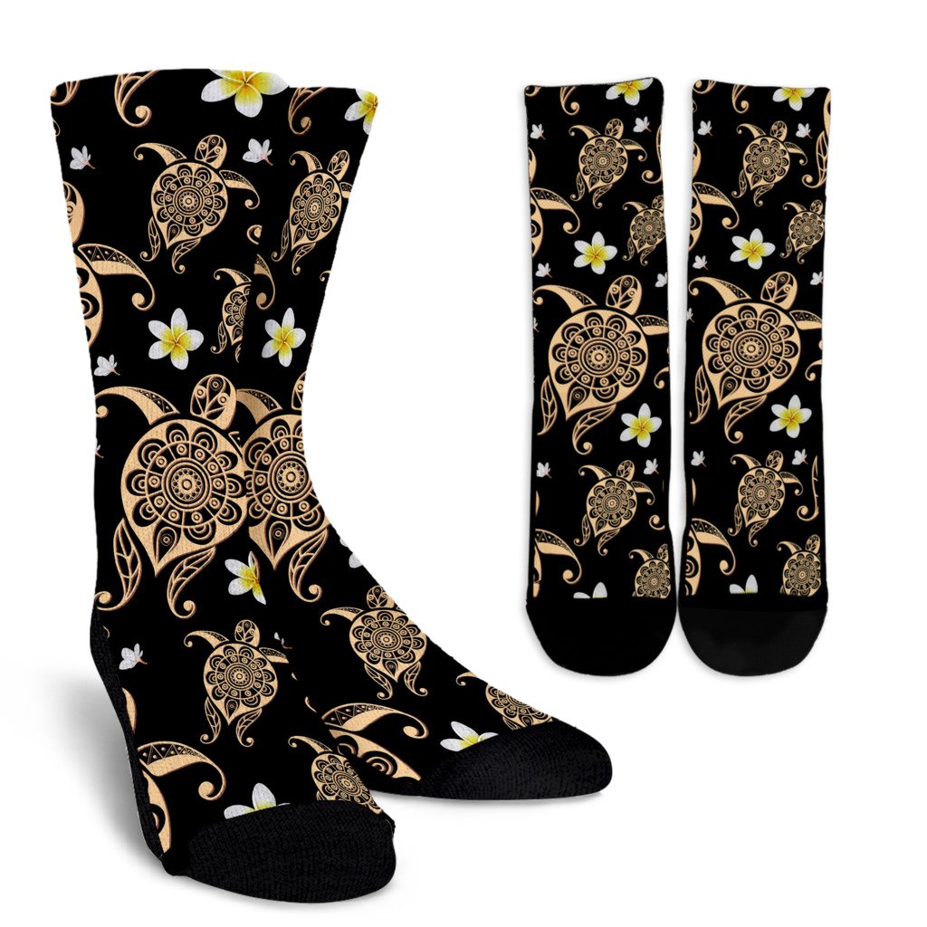 Turtle Polynesian Tribal Hawaiian Crew Socks