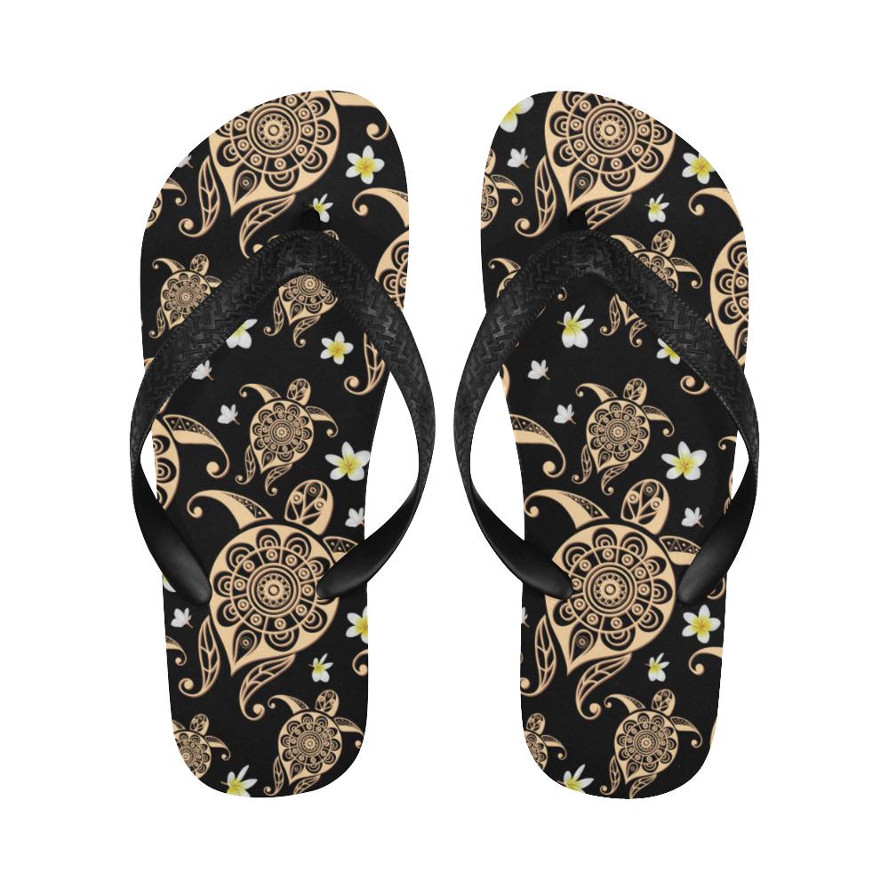 Turtle Polynesian Tribal Hawaiian Flip Flops-JorJune