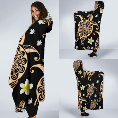 Turtle Polynesian Tribal Hawaiian Hooded Blanket-JORJUNE.COM