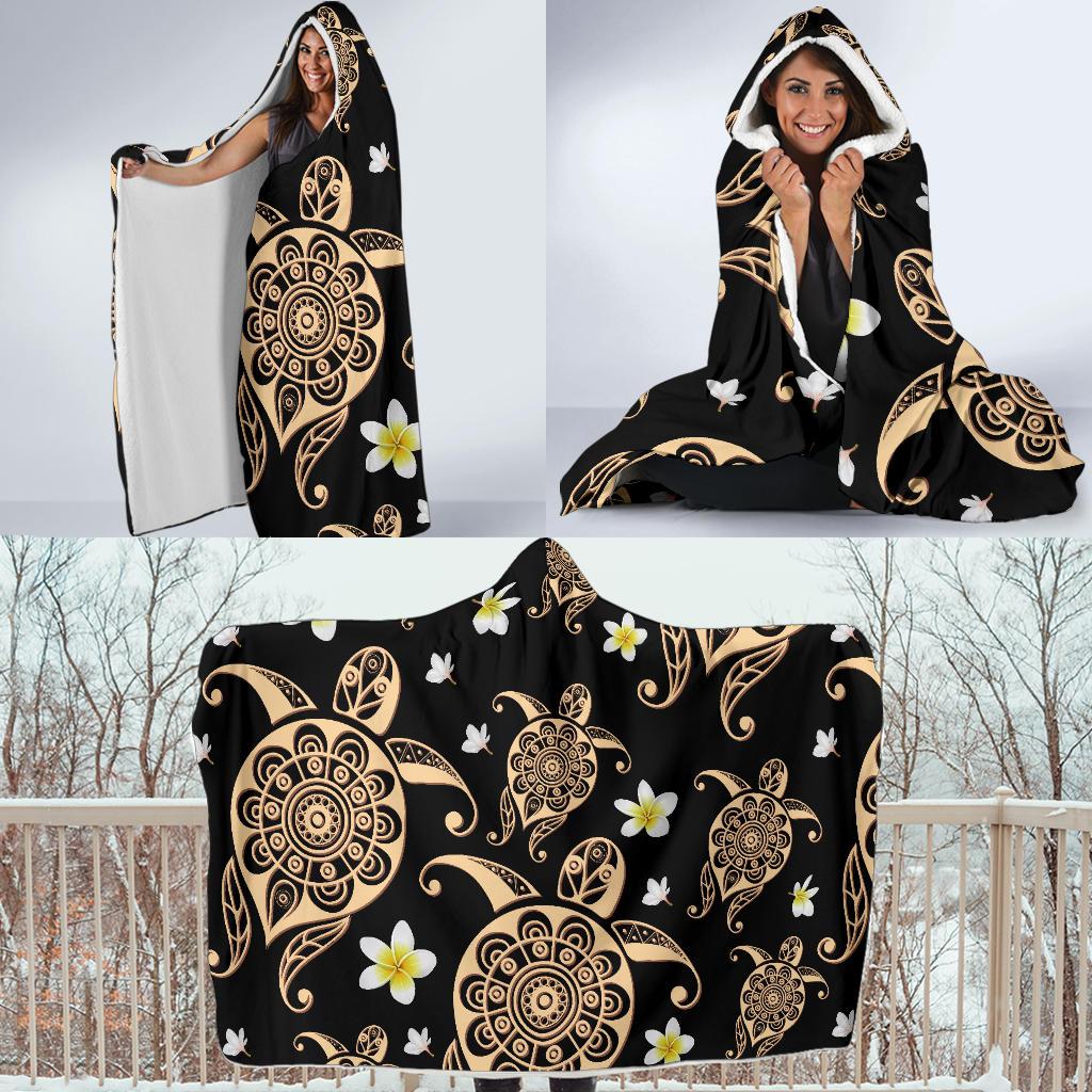 Turtle Polynesian Tribal Hawaiian Hooded Blanket-JORJUNE.COM