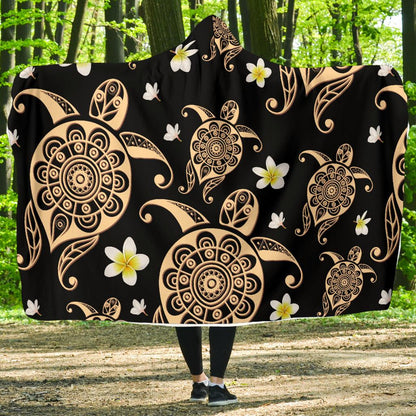 Turtle Polynesian Tribal Hawaiian Hooded Blanket-JORJUNE.COM