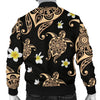 Turtle Polynesian Tribal Hawaiian Men Casual Bomber Jacket