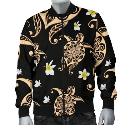 Turtle Polynesian Tribal Hawaiian Men Casual Bomber Jacket