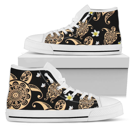 Turtle Polynesian Tribal Hawaiian Men High Top Shoes