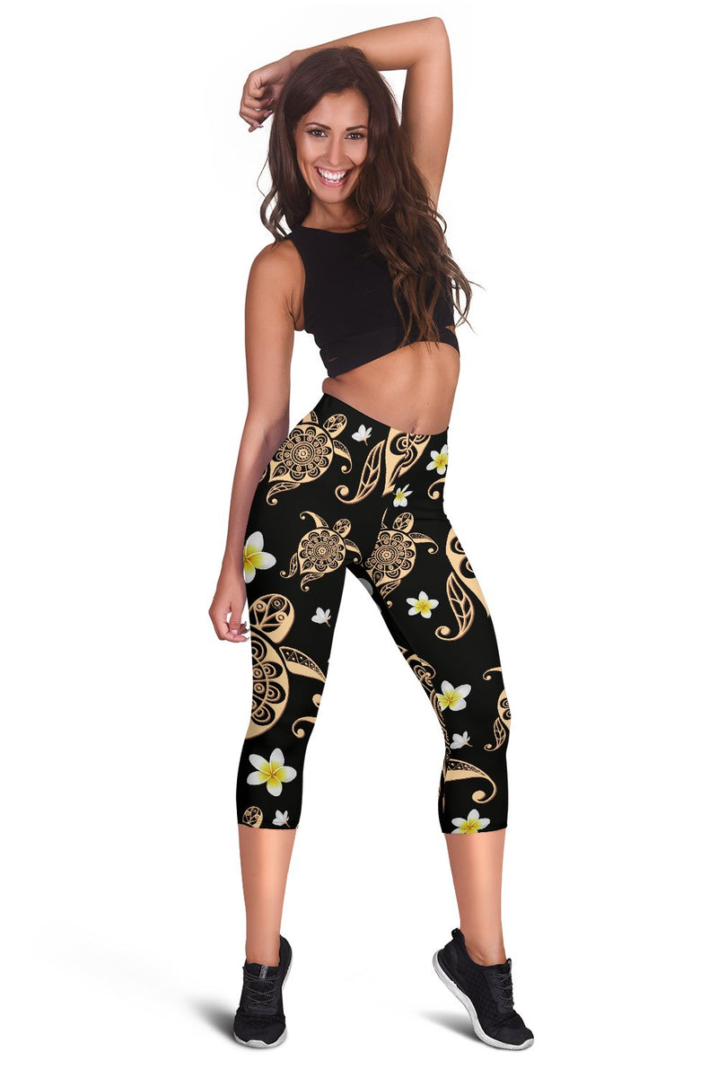 Turtle Polynesian Tribal Hawaiian Women Capris