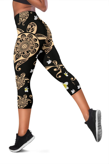 Turtle Polynesian Tribal Hawaiian Women Capris