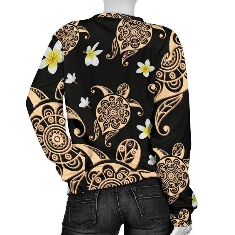 Turtle Polynesian Tribal Hawaiian Women Crewneck Sweatshirt