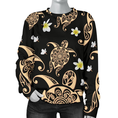 Turtle Polynesian Tribal Hawaiian Women Crewneck Sweatshirt