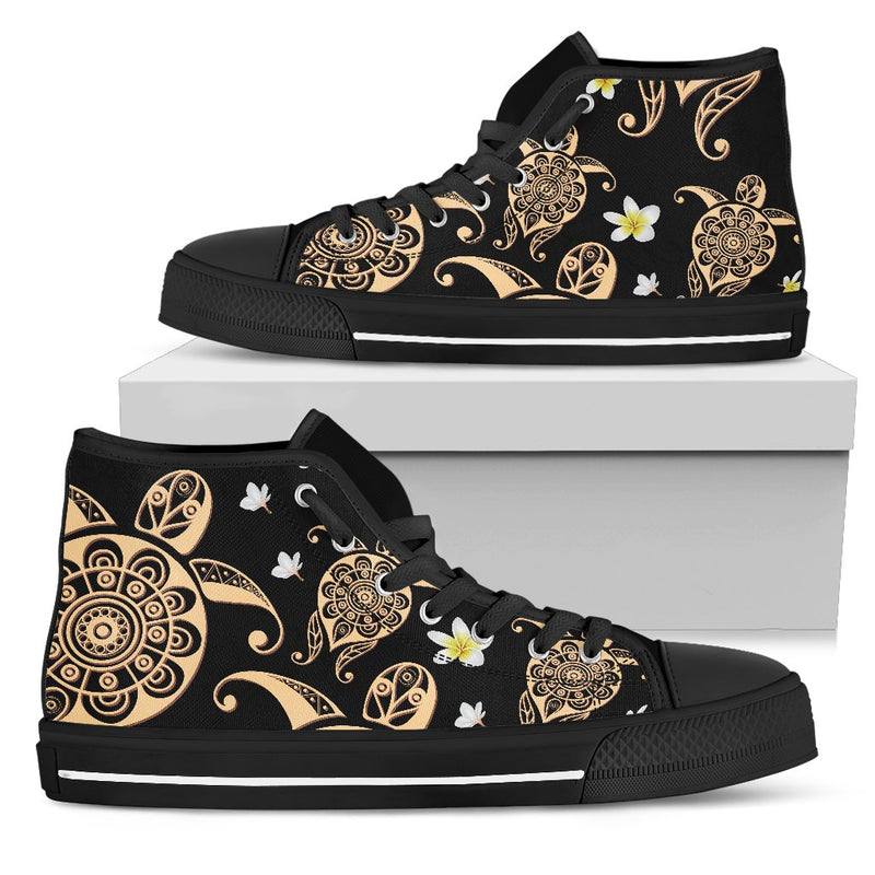 Turtle Polynesian Tribal Hawaiian Women High Top Shoes