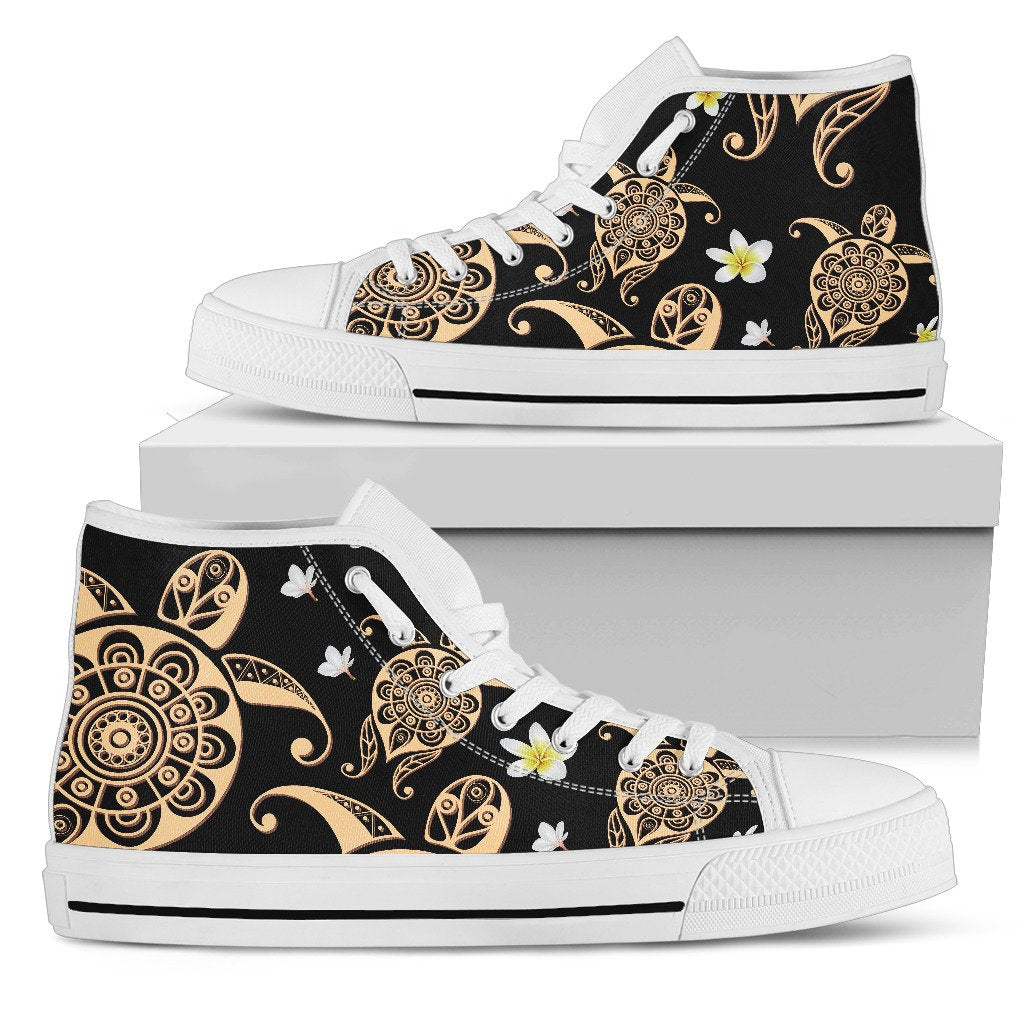 Turtle Polynesian Tribal Hawaiian Women High Top Shoes