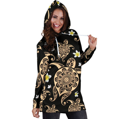 Turtle Polynesian Tribal Hawaiian Women Hoodie Dress