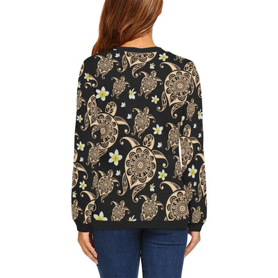 Turtle Polynesian Tribal Hawaiian Women Long Sleeve Sweatshirt-JorJune