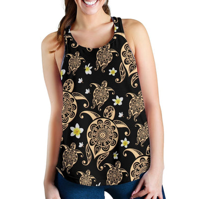 Turtle Polynesian Tribal Hawaiian Women Racerback Tank Top