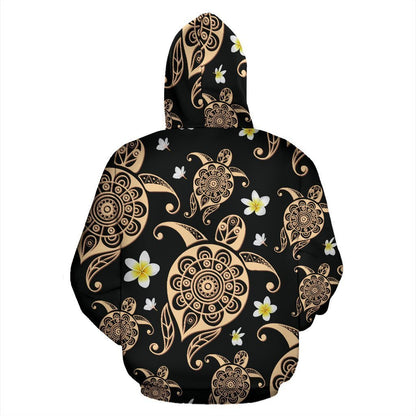Tribal Polynesian Sea turtle Hawaiian Women Men Zip Up Hoodie
