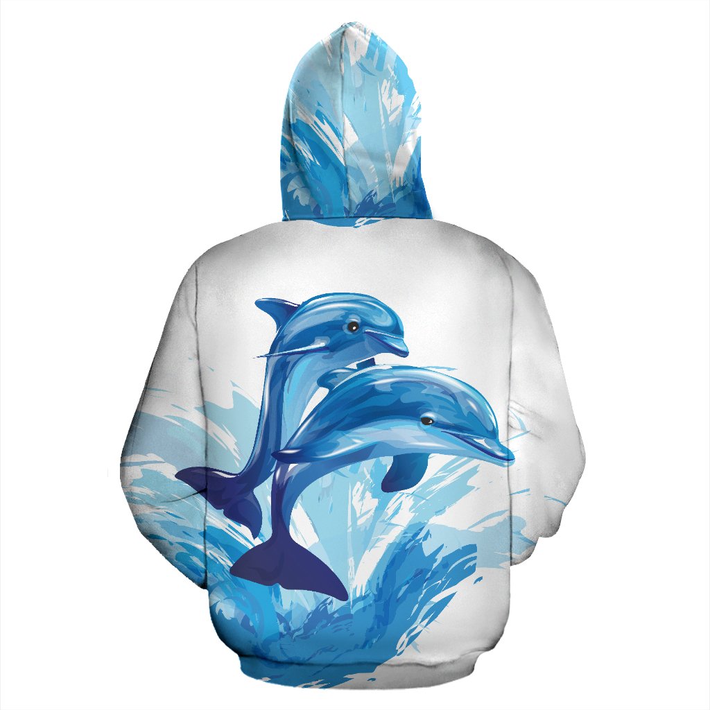 Two Dolphin All Over Zip Up Hoodie