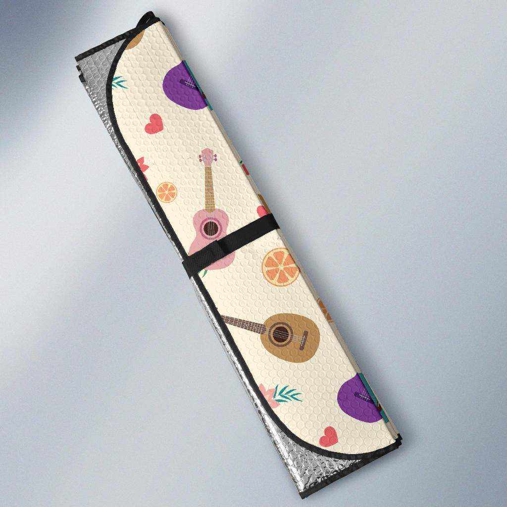 Ukulele Pattern Print Design 01 Car Sun Shades-JORJUNE.COM