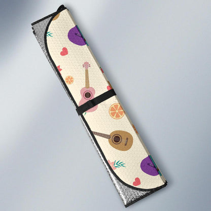 Ukulele Pattern Print Design 01 Car Sun Shades-JORJUNE.COM
