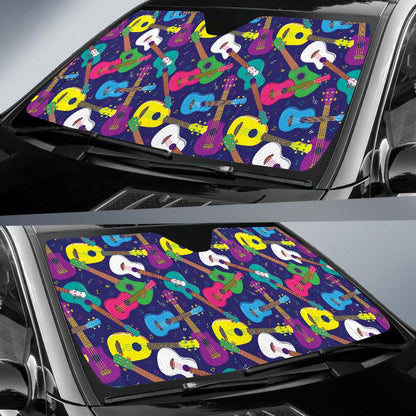 Ukulele Pattern Print Design 02 Car Sun Shades-JORJUNE.COM